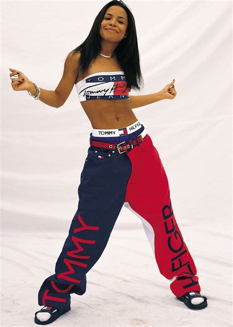 aaliyah tommy hilfiger tube top|aaliyah music video outfits.